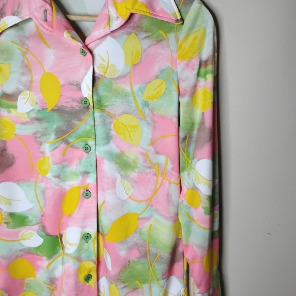 Center Stage Vintage 70s Pastel Blouse Size M - Picture 3 of 10